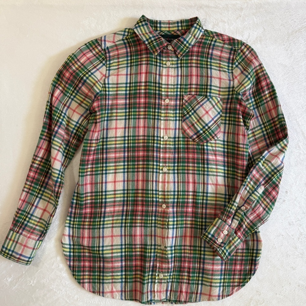 J. Crew Drapey Button-Down Flannel Plaid 0